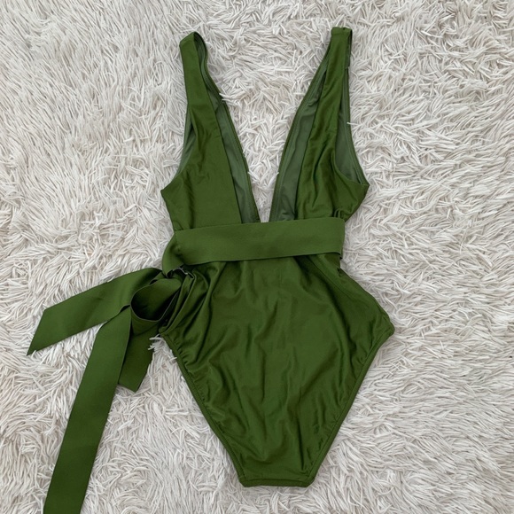 NWT Zimmerman empire plunging tie waist one piece khaki sz 0 (2-4) - Picture 4 of 6